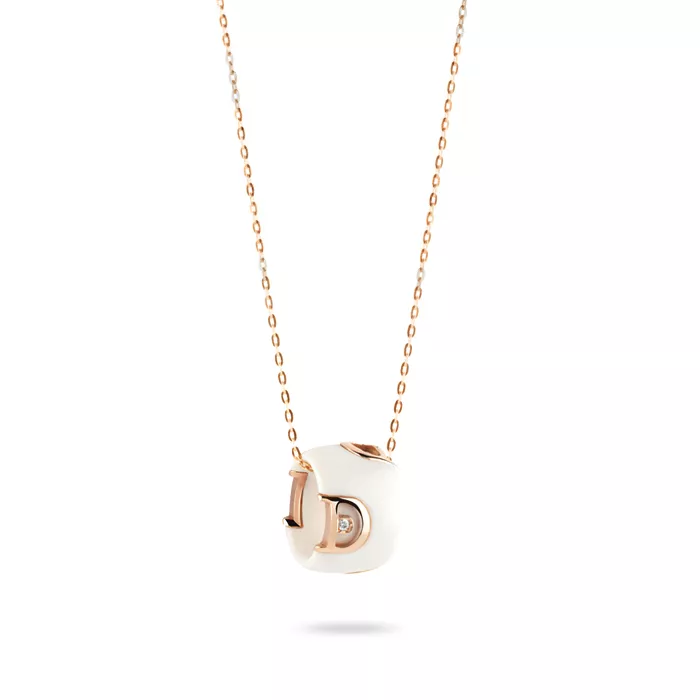 Colier Damiani D.Icon cu diamante si ceramica, din aur roz de 18K
