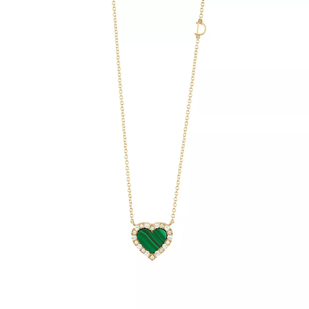 Colier Damiani Belle Epoque cu malachit si diamant, din aur galben de 18K