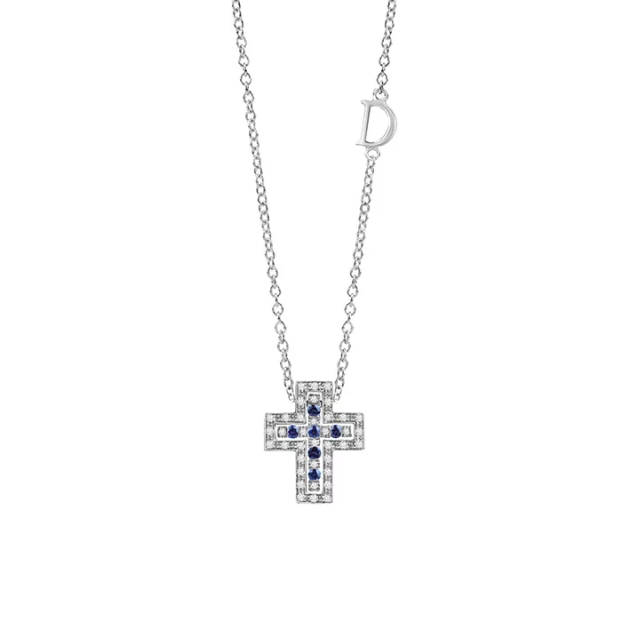 Colier  Damiani Belle Epoque cu safire si diamante, din aur alb  de 18K