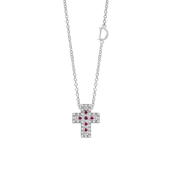 Colier  Damiani Belle Epoque cu rubine si diamante, din aur alb  de 18K