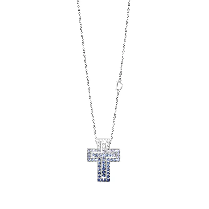 Colier  Damiani Belle Epoque cu safire si diamante, din aur alb  de 18K