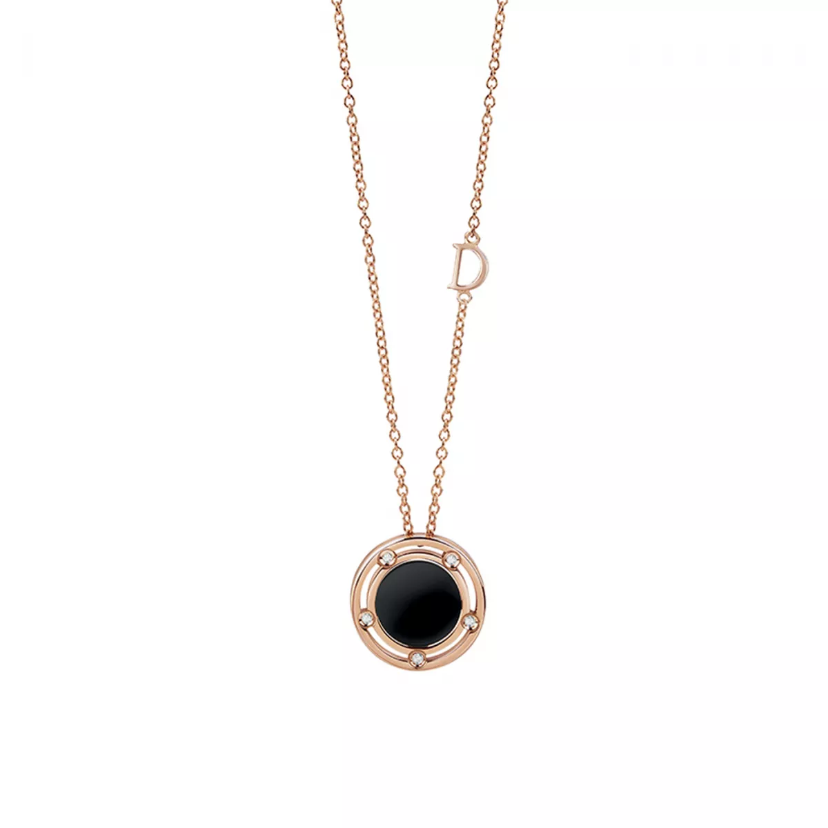 Colier Damiani D.Side cu diamante si onix, din aur roz de 18K