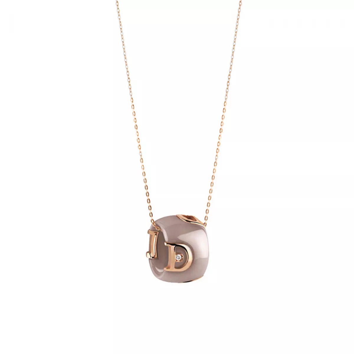 Colier Damiani D.Icon cu diamante si ceramica, din aur roz de 18K
