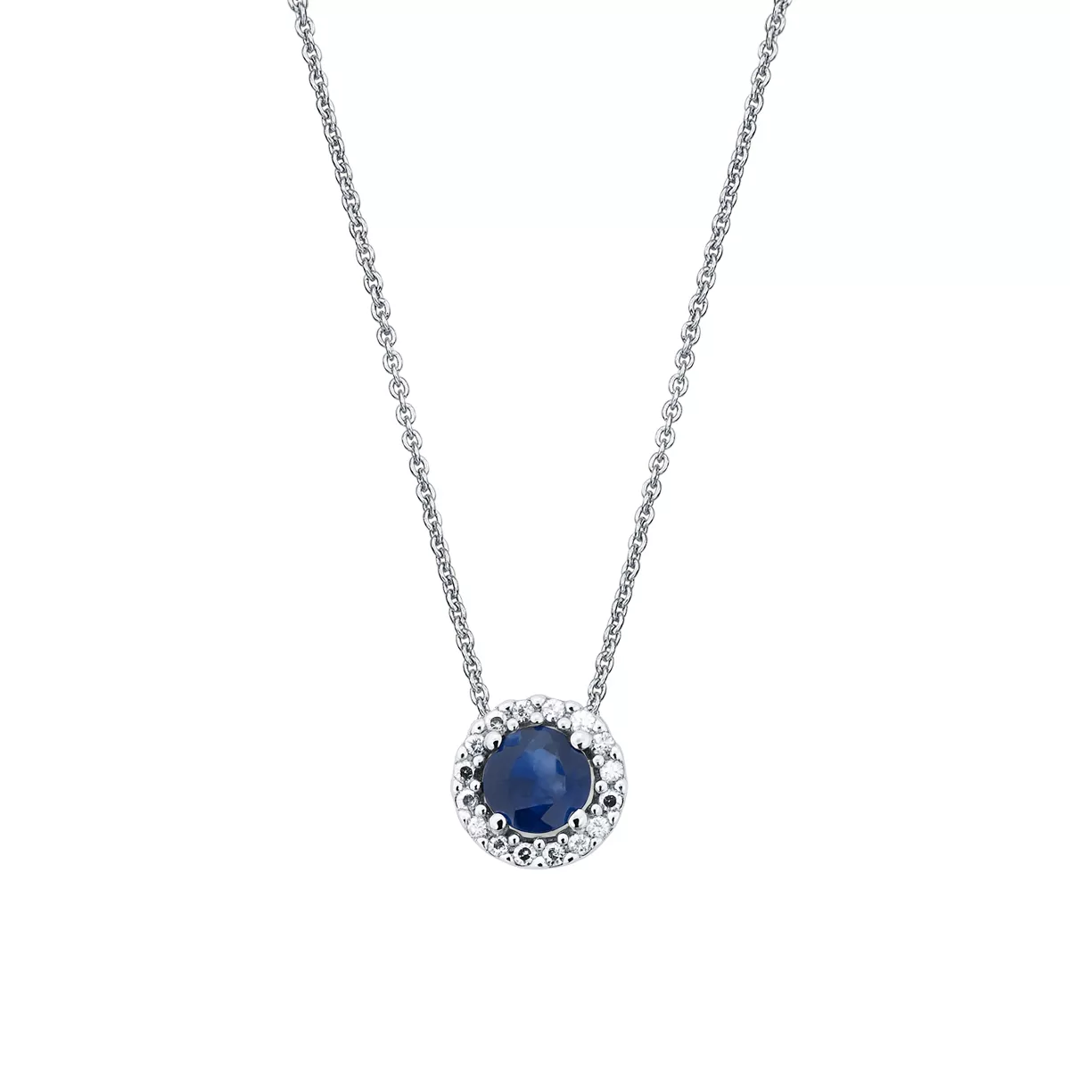 Colier Eva Nobile cu safir, din aur alb de 14K