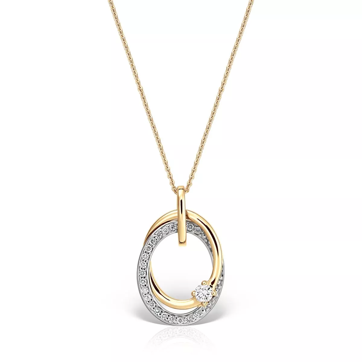 Colier Maria Granacci cu diamant, din aur galben si alb de 18K