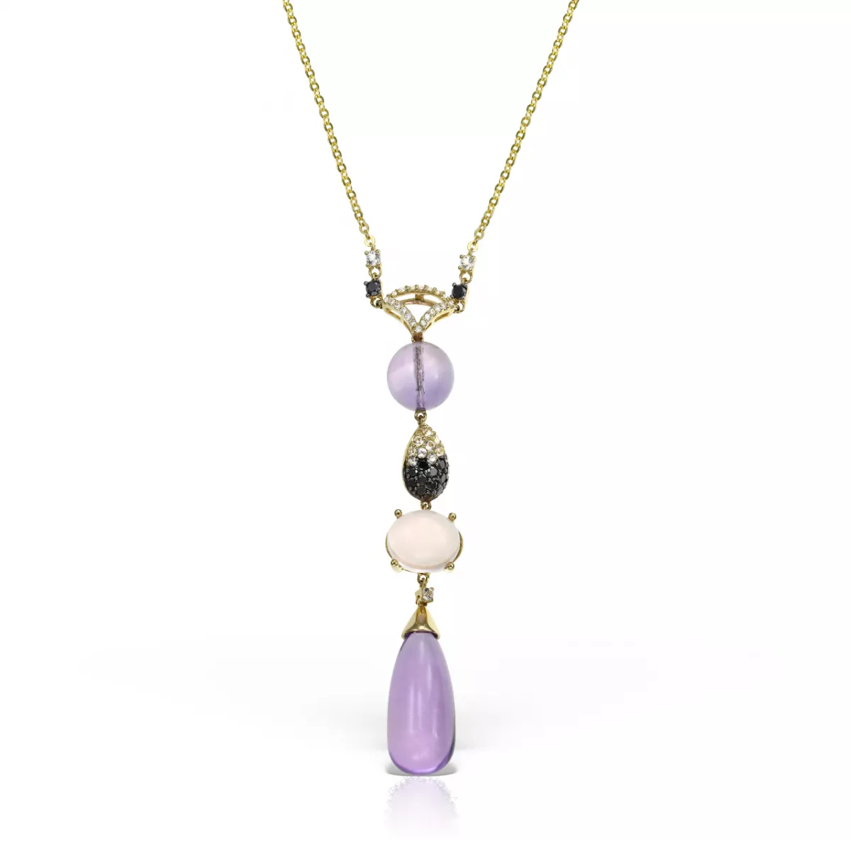 Colier  Maria Granacci cu ametist quartz, diamante si topaz, din aur galben de 18K
