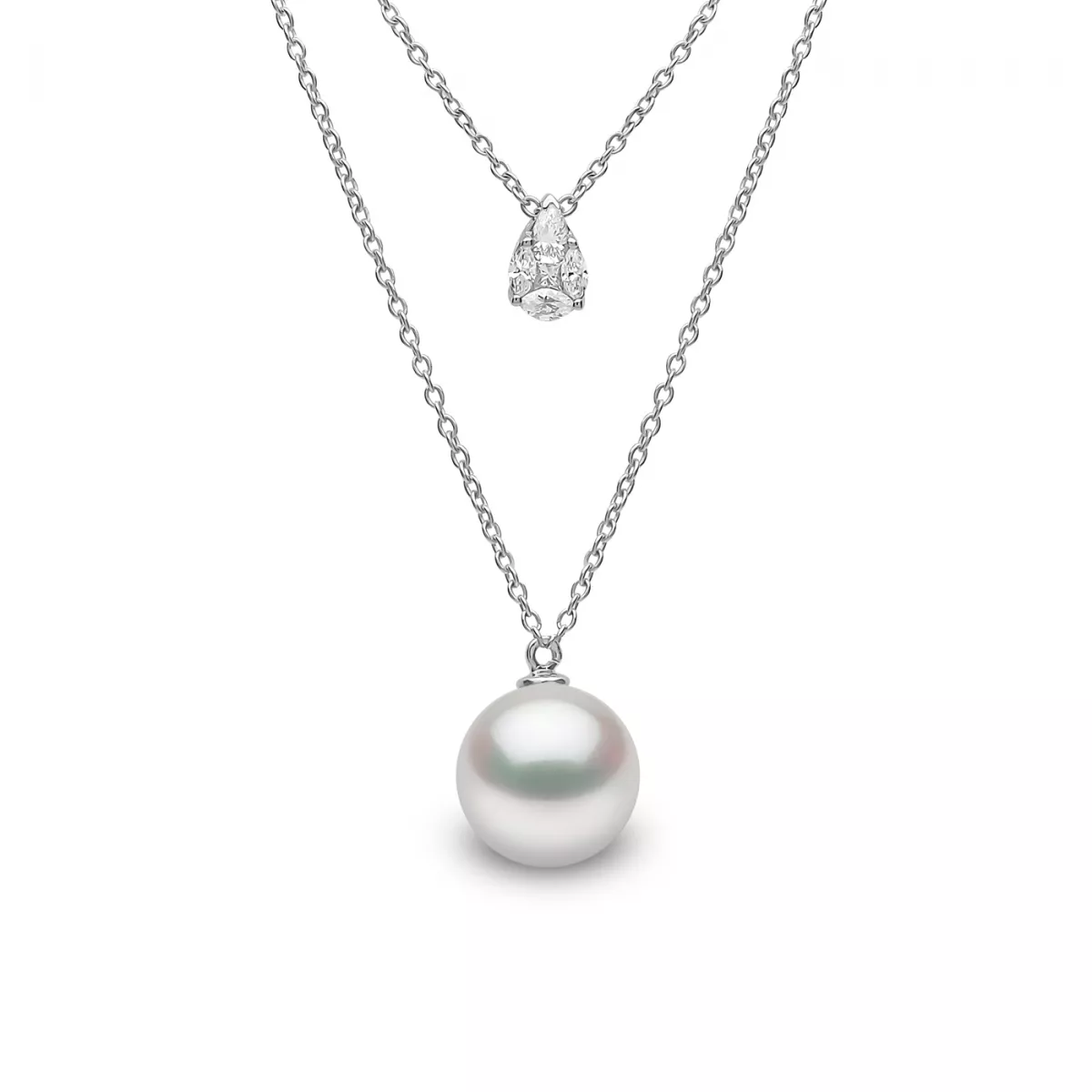 Colier  Yoko London cu perla South Sea si diamante, din aur alb  de 18K