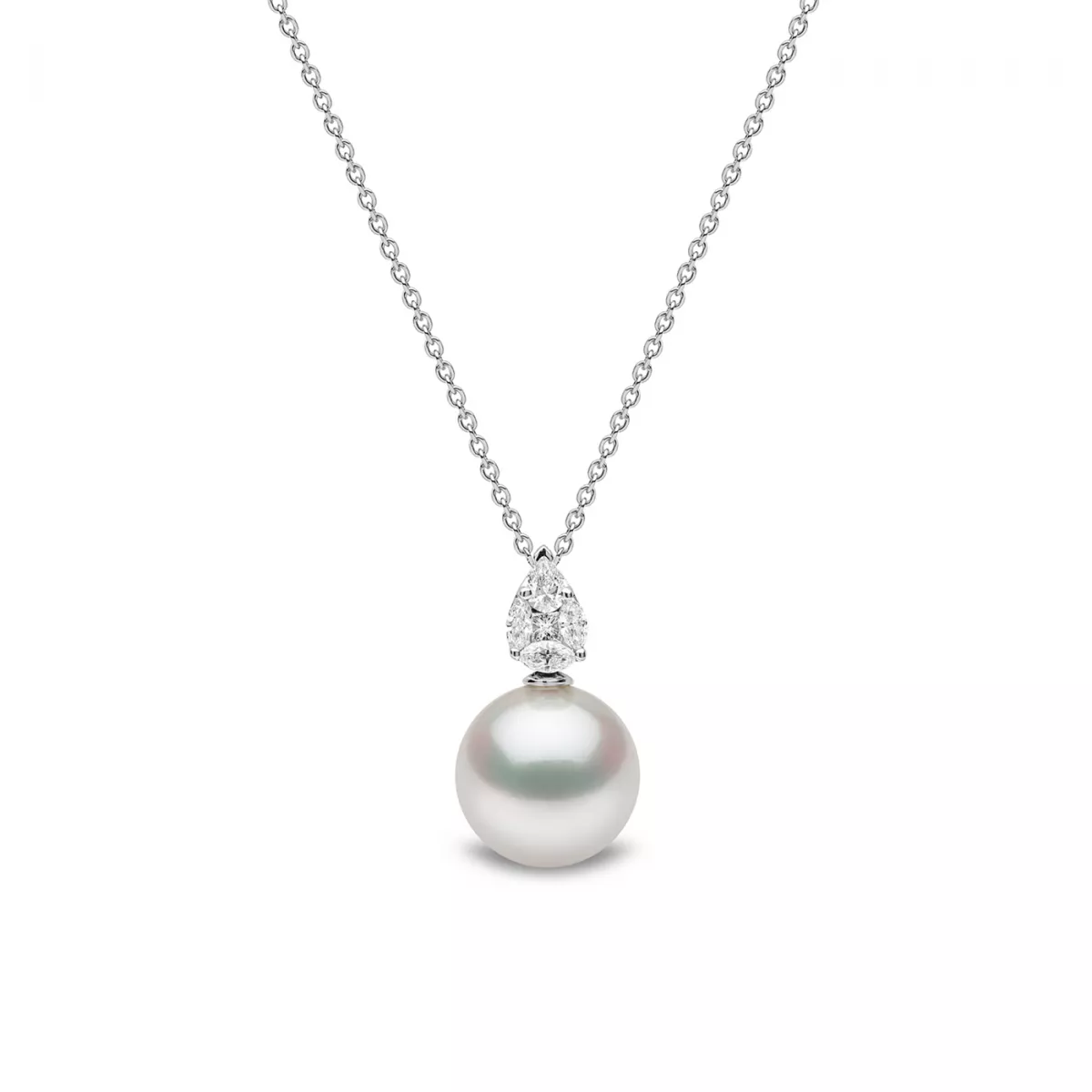 Colier  Yoko London cu perla South Sea si diamante, din aur alb  de 18K