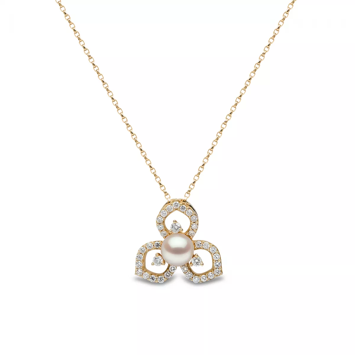 Colier  Yoko London cu perla Akoya si diamante, din aur galben de 18K