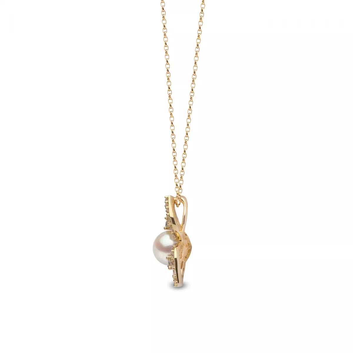 Coliere - Colier  Yoko London cu perla Akoya si diamante, din aur galben de 18K, cellini.ro