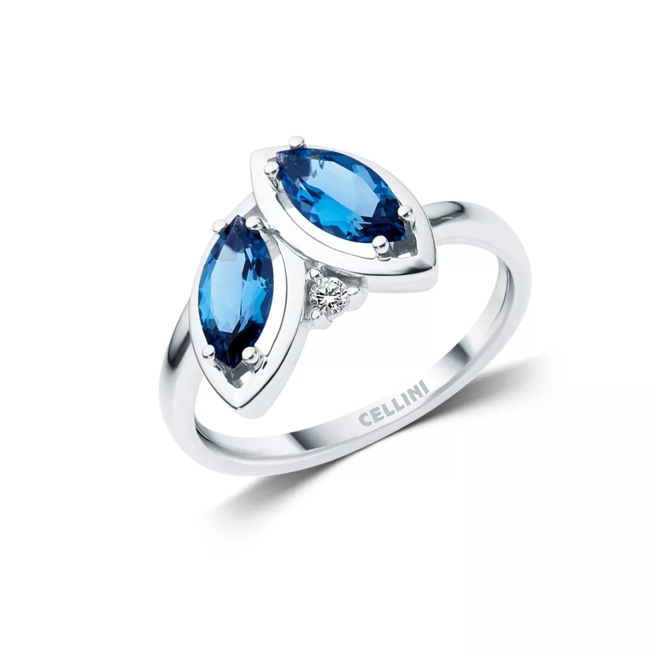 Inel  Eva Nobile cu topaz si diamante, din aur alb  de 18K