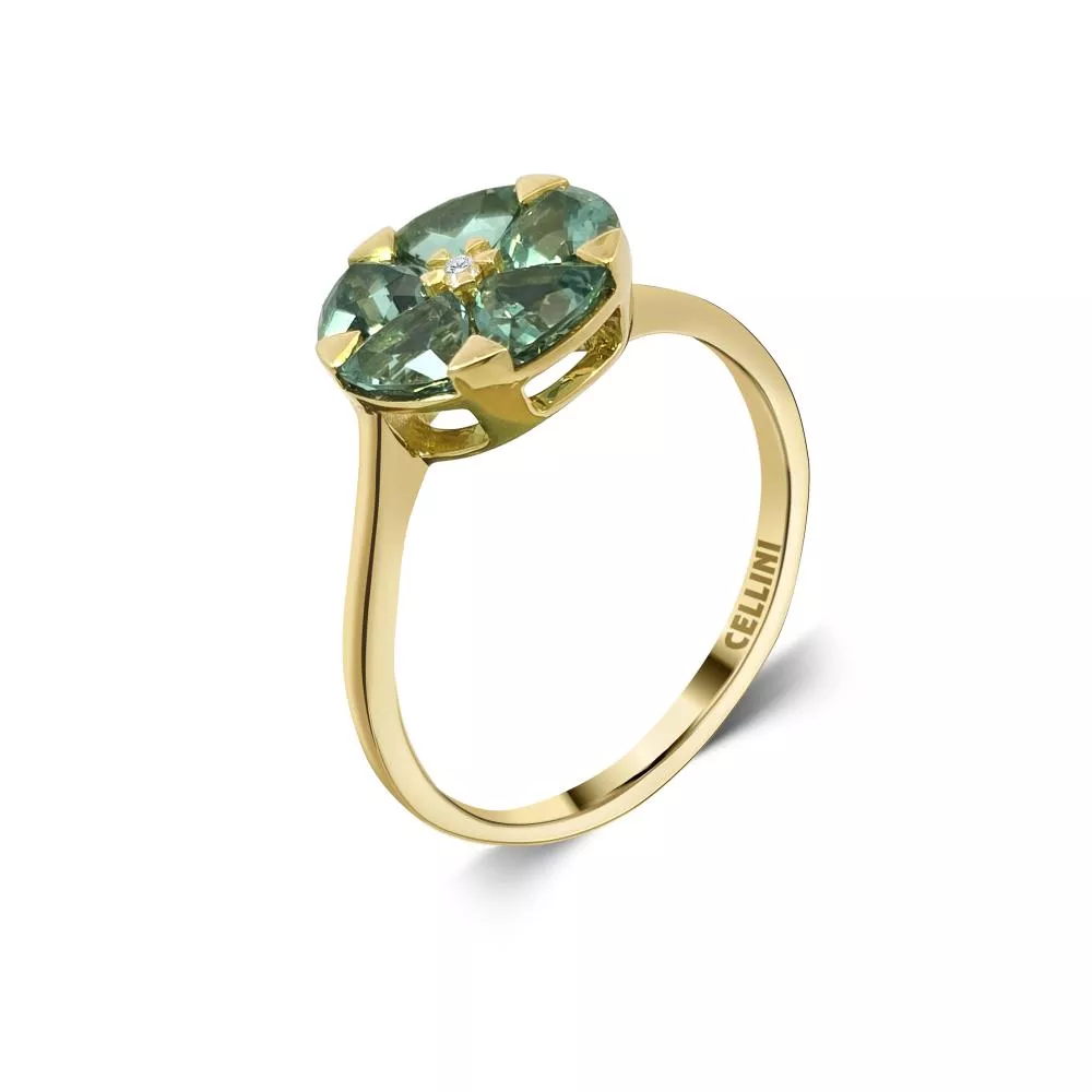 Inel  Maria Granacci cu turmaline si diamante, din aur galben de 18K