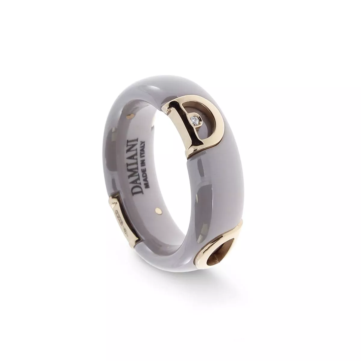Inel Damiani D.Icon cu diamante si ceramica, din aur roz de 18K