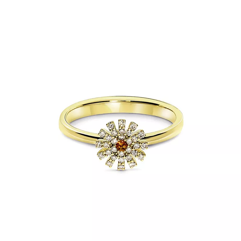 Inel Damiani Margherita cu diamante si citrin, din aur galben de 18K
