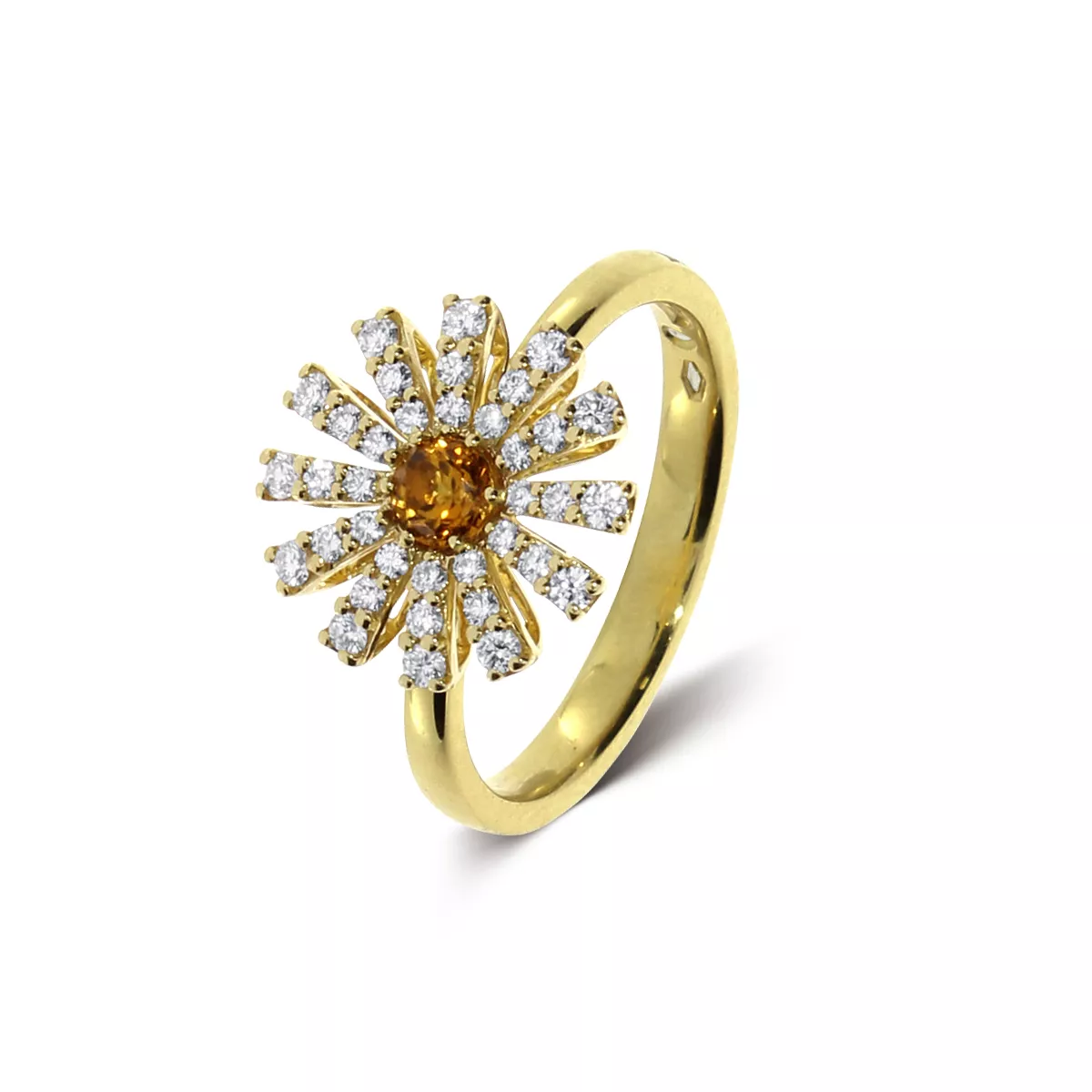 Inel Damiani Margherita cu diamante si citrin, din aur galben de 18K