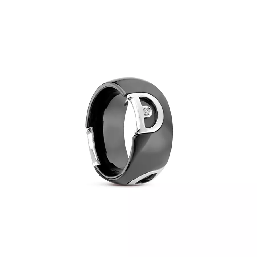 Inel Damiani D.Icon cu ceramica si diamant, din aur alb de 18K