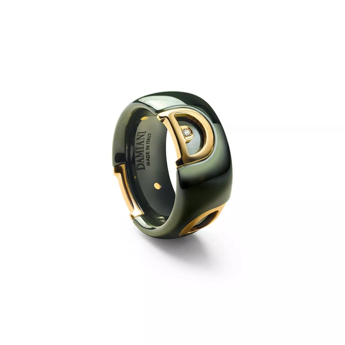 Inel Damiani D.Icon cu ceramica si diamant, din aur galben de 18K