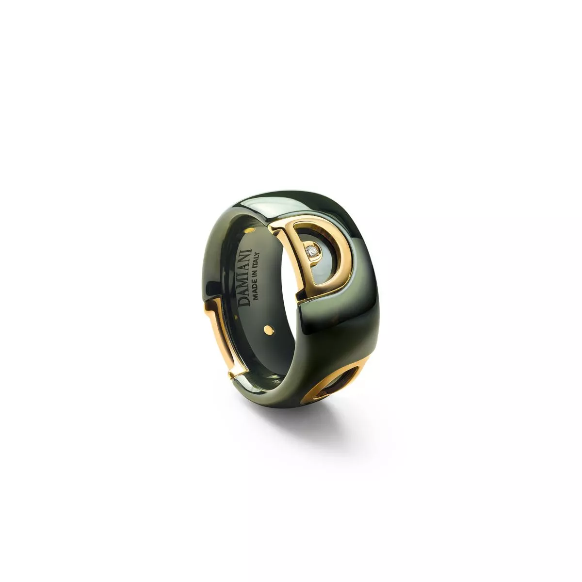 Inel Damiani D.Icon cu ceramica si diamant, din aur galben de 18K