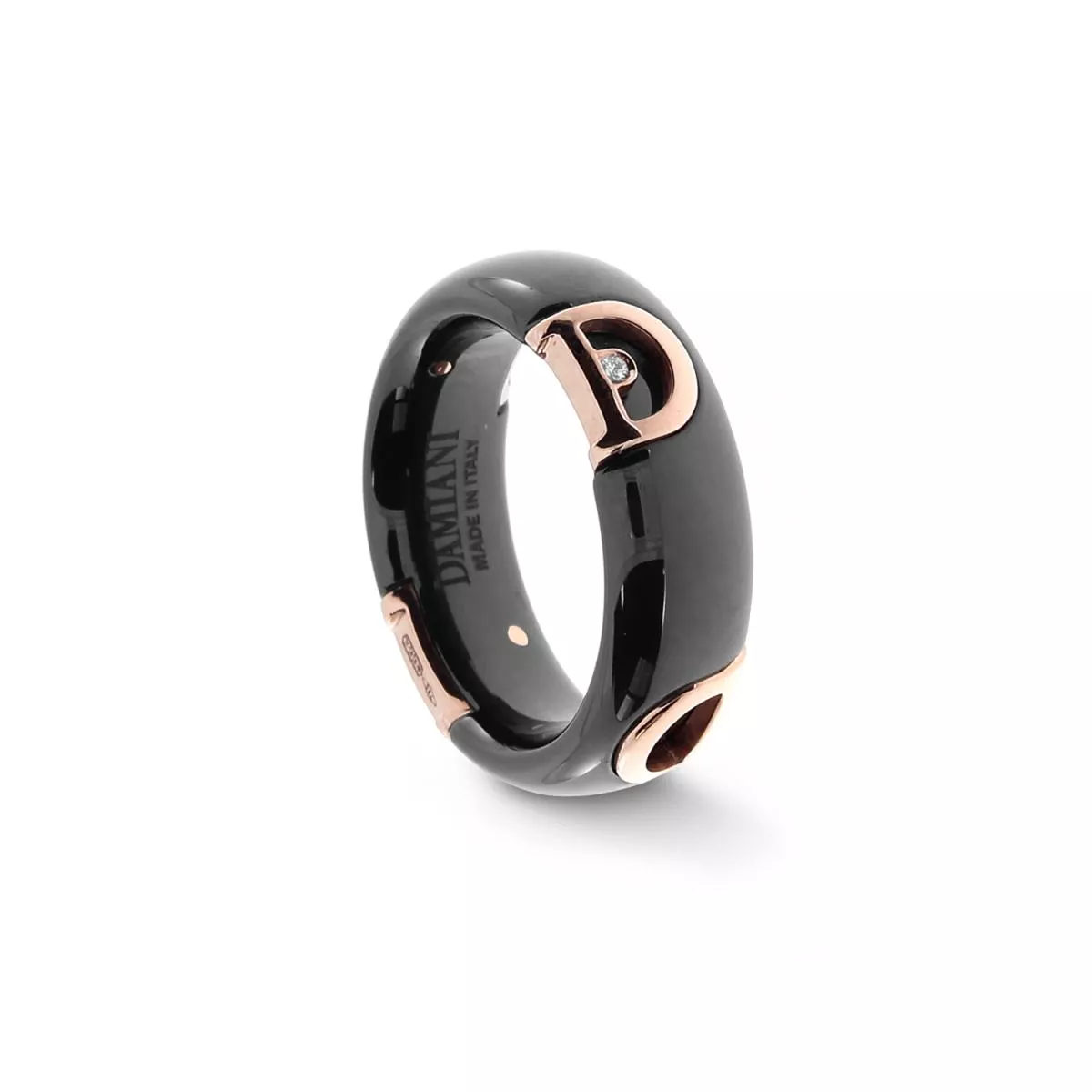Inel Damiani D.Icon cu ceramica si diamant, din aur roz de 18K