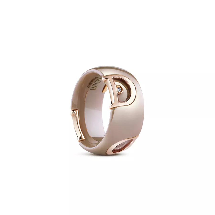 Inel Damiani D.Icon cu ceramica si diamant, din aur roz de 18K