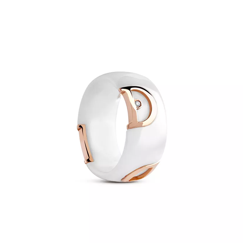 Inel Damiani D.Icon cu ceramica si diamant, din aur roz de 18K