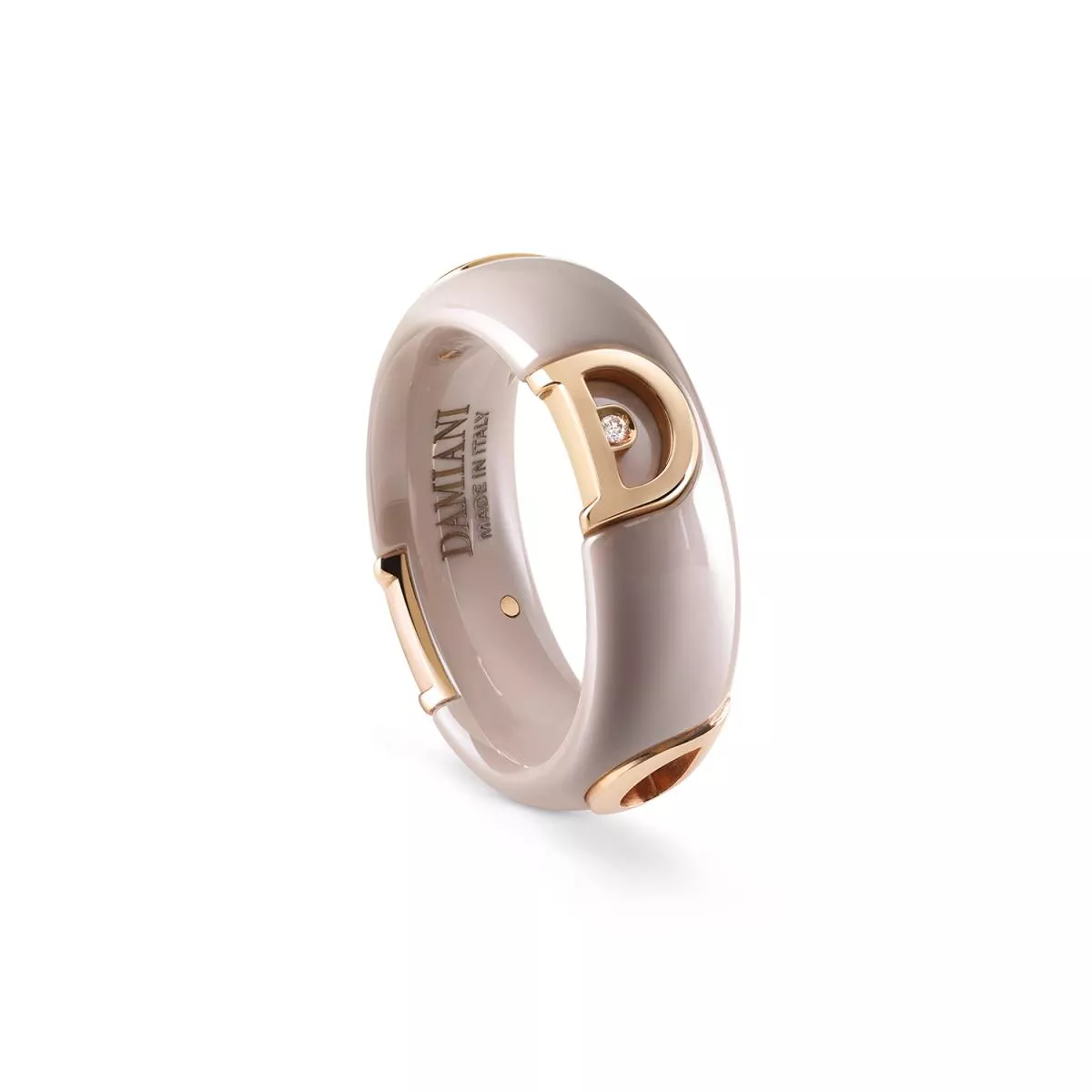 Inel Damiani D.Icon cu diamante si ceramica, din aur roz de 18K
