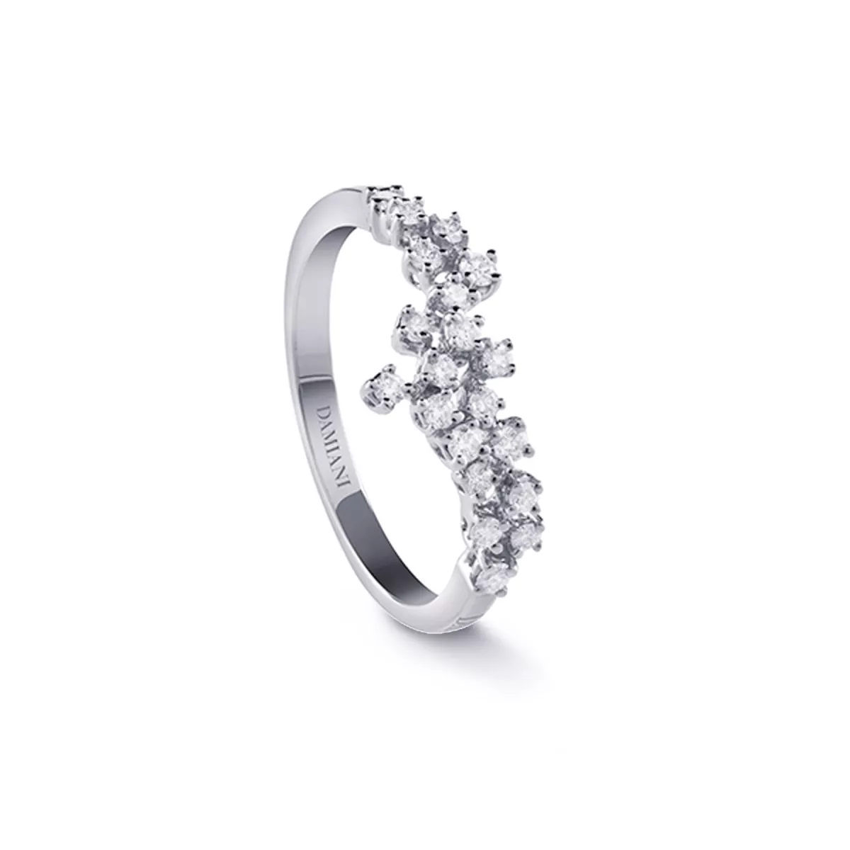 Inel Damiani Mimosa cu diamante, din aur alb de 18K