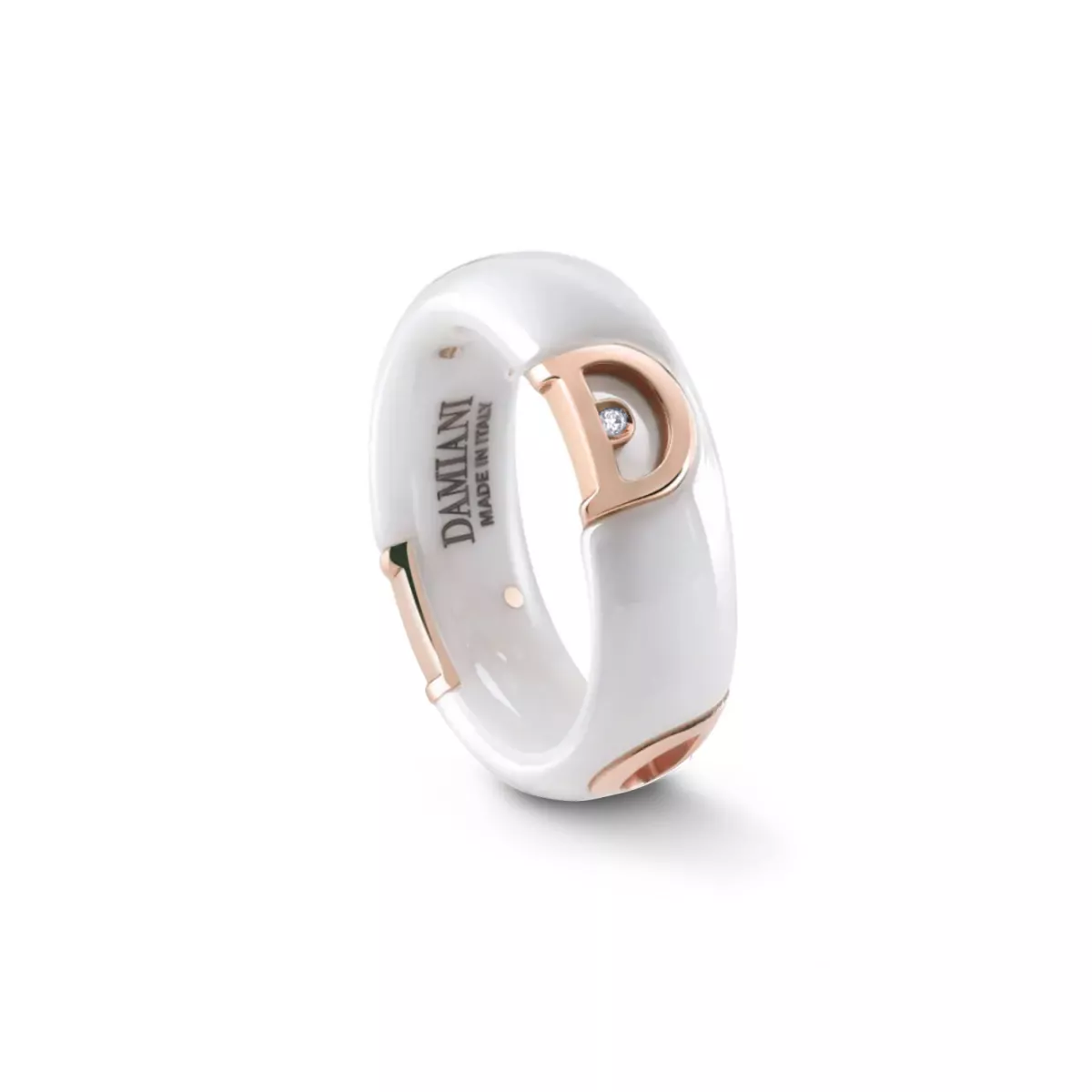 Inel Damiani D.Icon cu diamante si ceramica, din aur roz de 18K