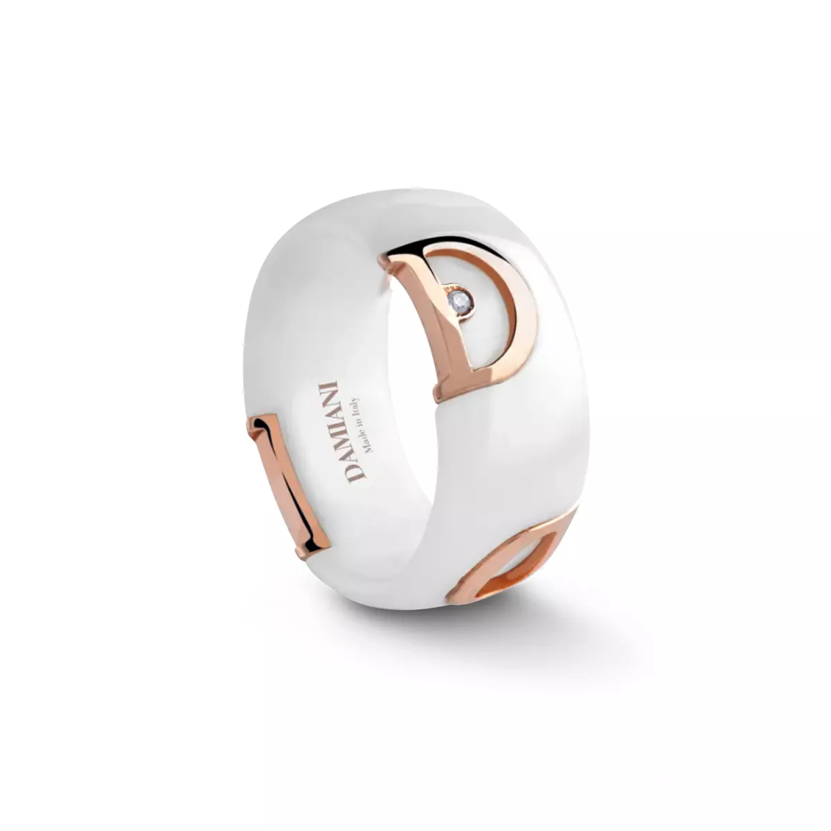 Inel Damiani D.Icon cu diamante si ceramica, din aur roz de 18K