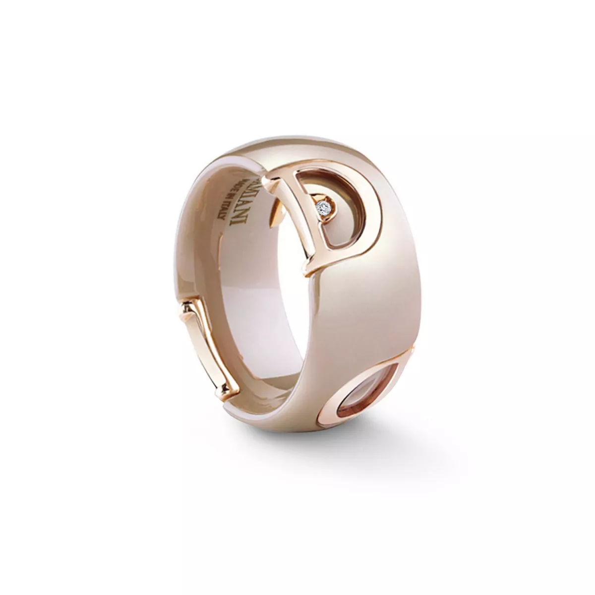 Inel Damiani D.Icon cu diamante si ceramica, din aur roz de 18K