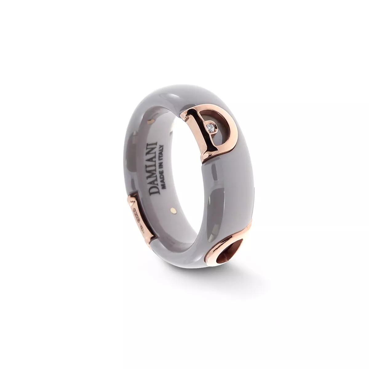 Inel Damiani D.Icon cu diamante si ceramica, din aur roz de 18K