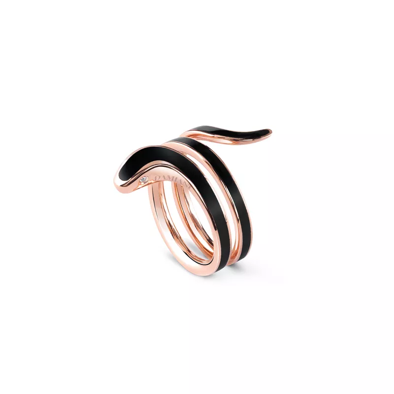 Inel Damiani Eden cu ceramica si diamant, din aur roz de 18K