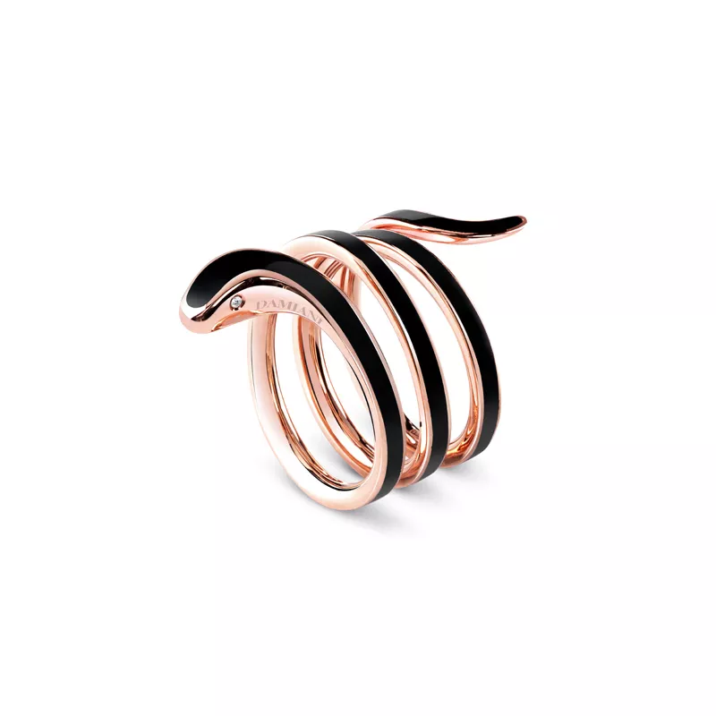 Inel Damiani Eden cu ceramica si diamant, din aur roz de 18K