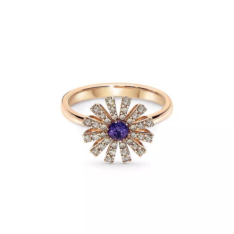Inel Damiani Margherita cu diamant si ametist, din aur roz de 18K