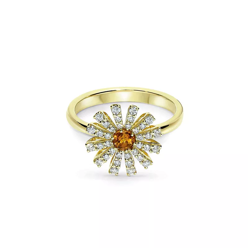 Inel Damiani Margherita cu diamant si citrin, din aur galben de 18K