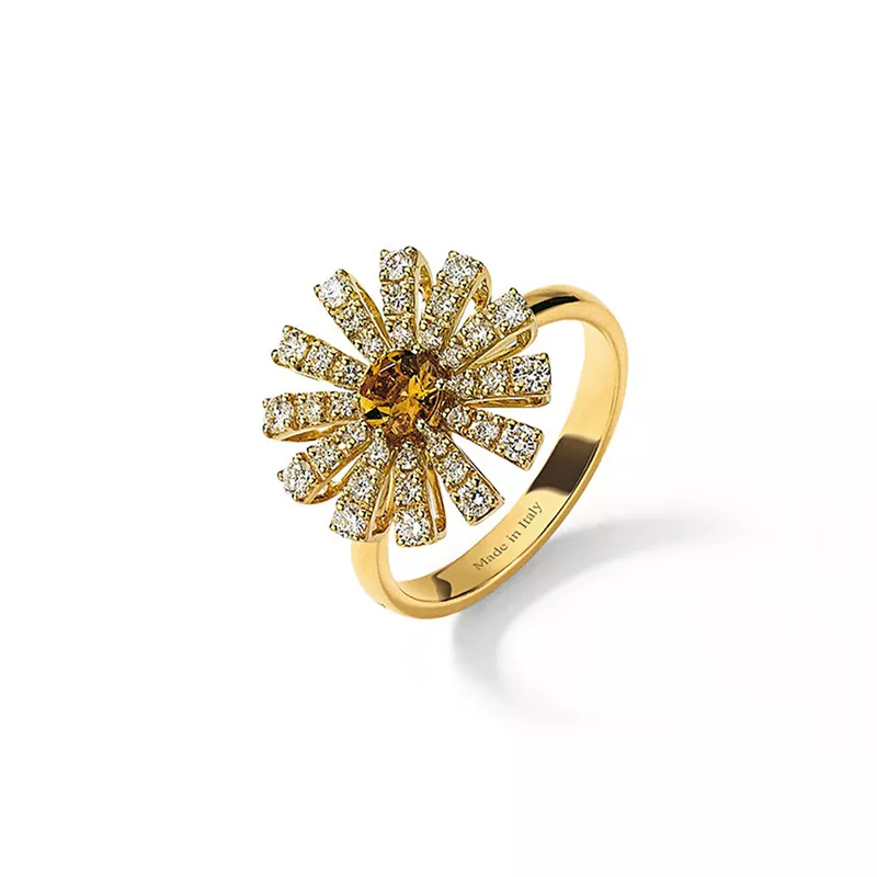 Inel Damiani Margherita cu diamant si citrin, din aur galben de 18K