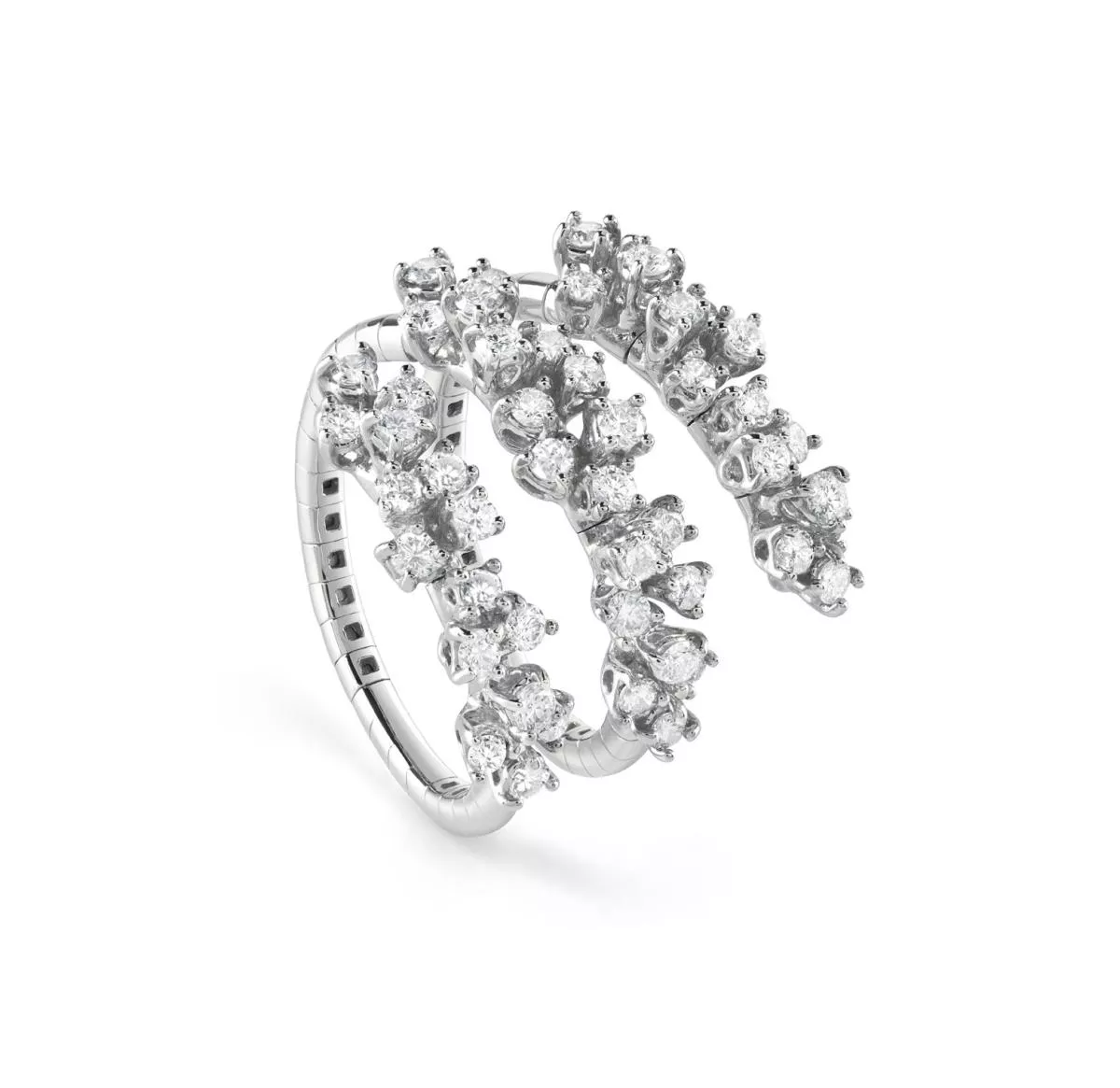 Inel Damiani Mimosa cu diamant, din aur alb de 18K