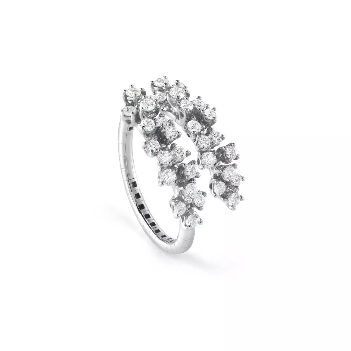 Inel Damiani Mimosa cu diamant, din aur alb de 18K