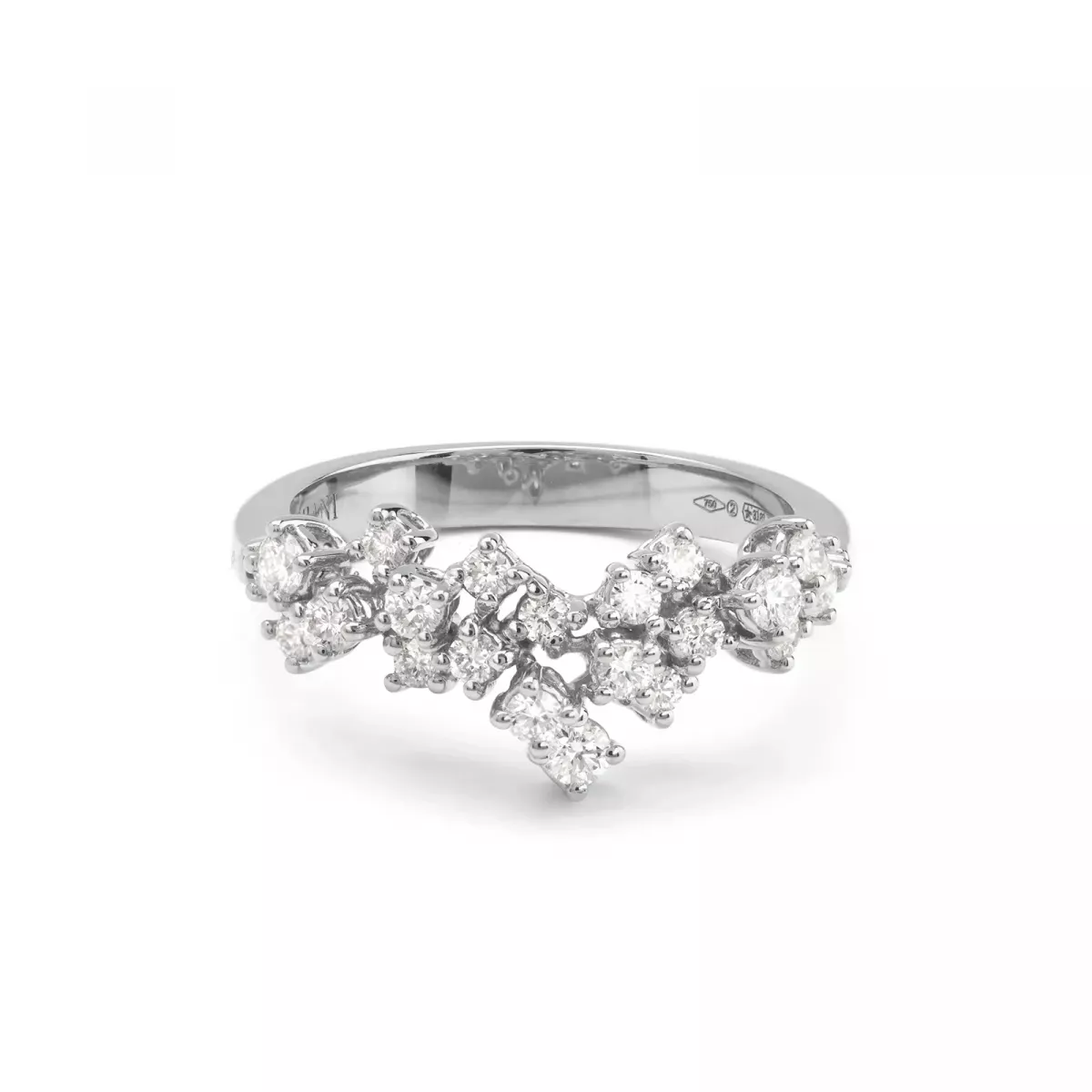 Inele - Inel Damiani Mimosa cu diamant, din aur alb de 18K, cellini.ro