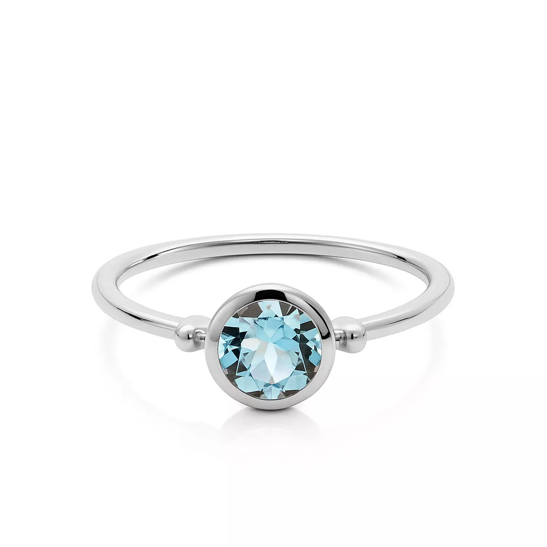 Inele - Inel Eva Nobile cu bleu topaz, din aur alb de 14K, cellini.ro