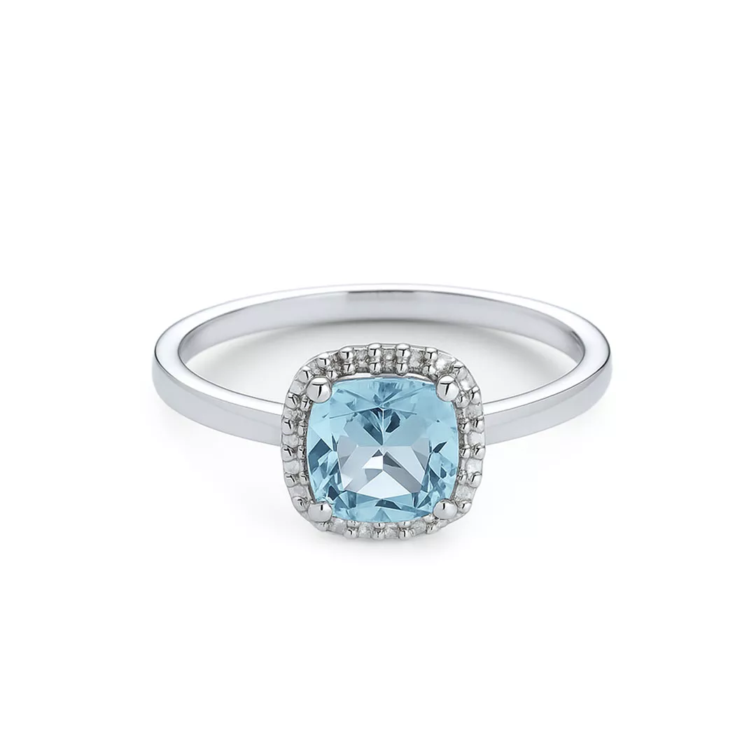 Inele - Inel Eva Nobile cu bleu topaz, din aur alb de 14K, cellini.ro