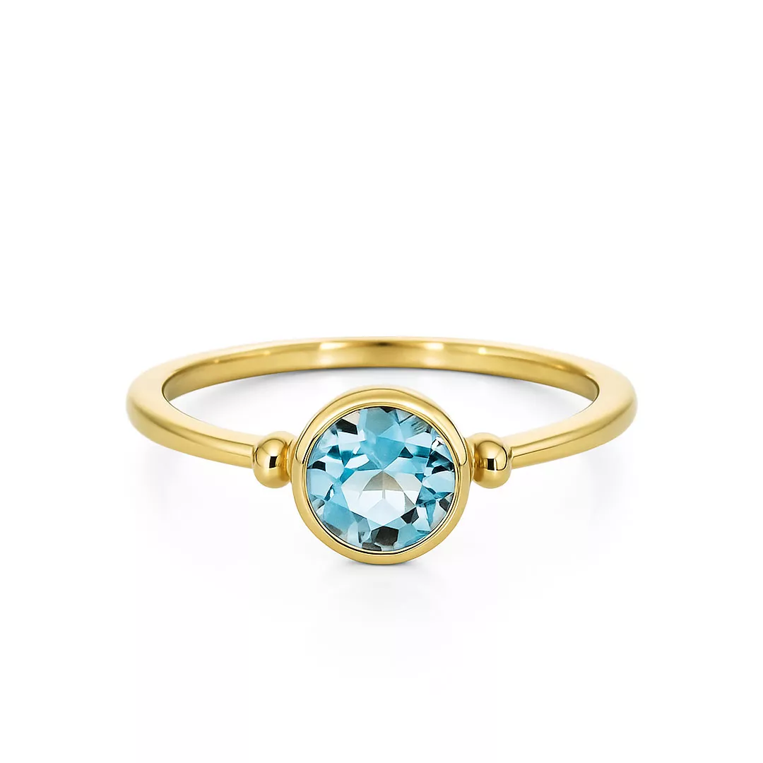 Inele - Inel Eva Nobile cu bleu topaz, din aur galben de 14K, cellini.ro