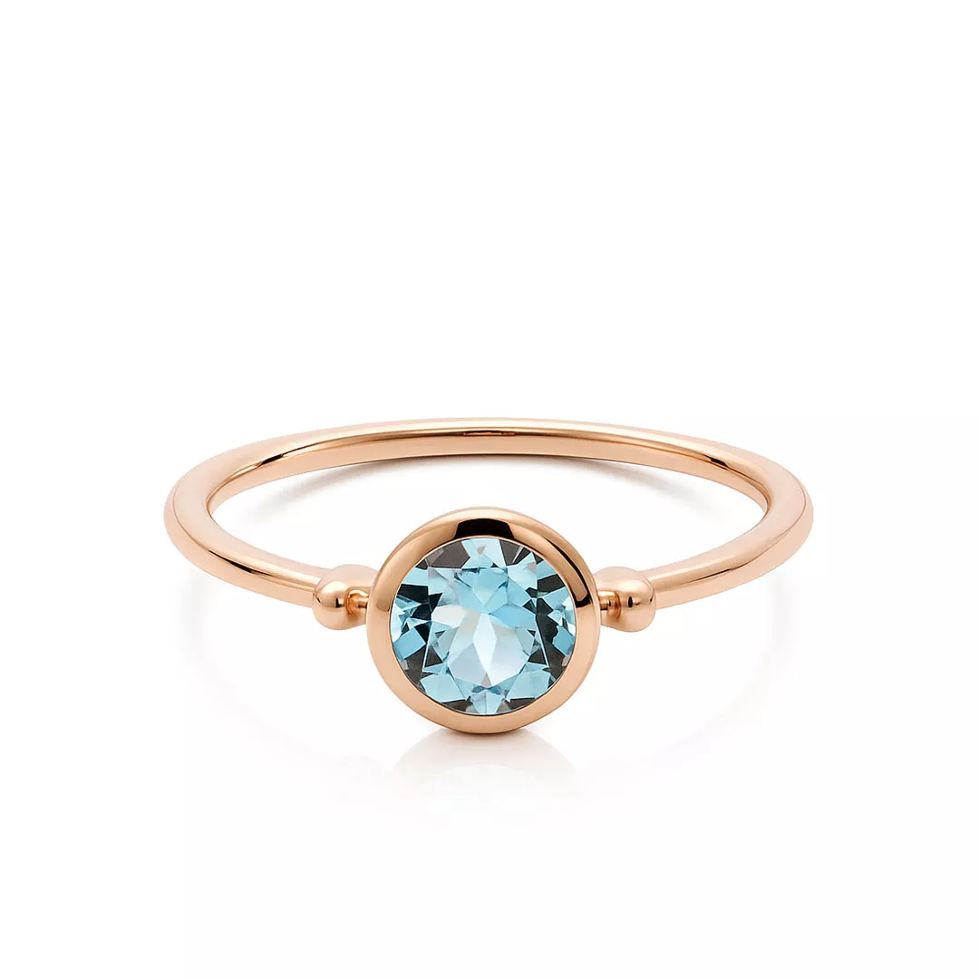 Inele - Inel Eva Nobile cu bleu topaz, din aur roz de 14K, cellini.ro