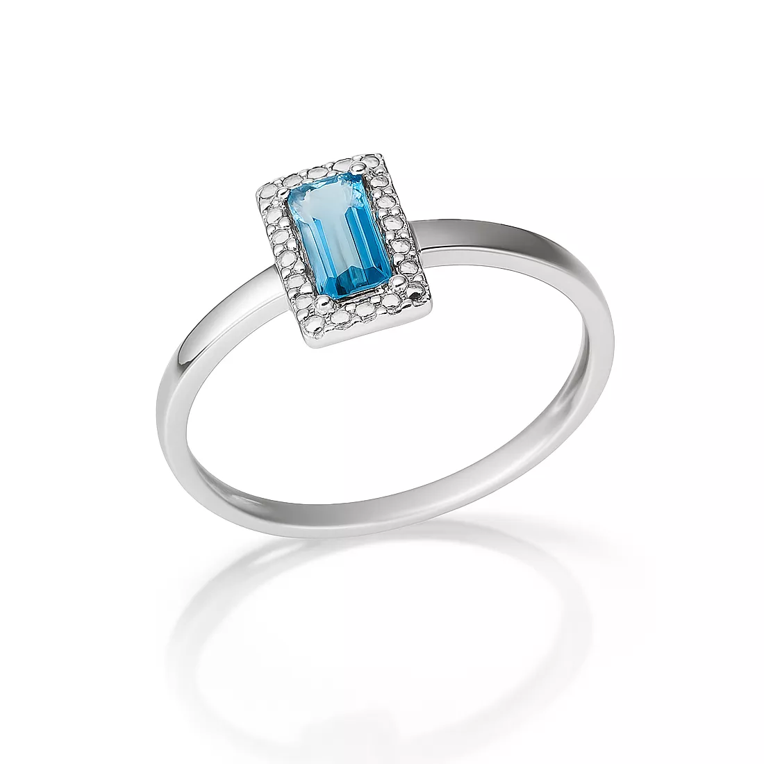 Inel Eva Nobile cu London topaz, din aur alb de 14K