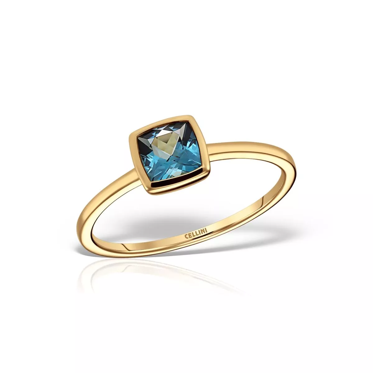 Inel Eva Nobile cu London topaz, din aur galben de 14K