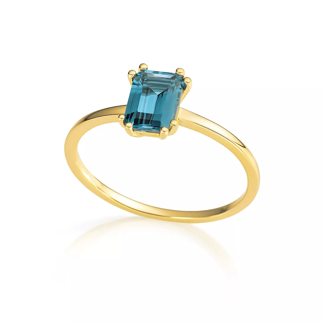 Inel Eva Nobile cu London topaz, din aur galben de 14K