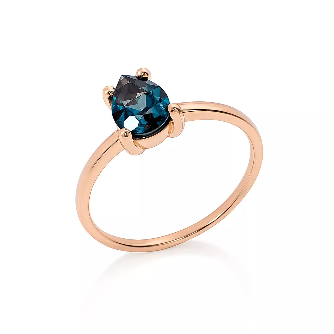 Inel Eva Nobile cu London topaz, din aur roz de 14K
