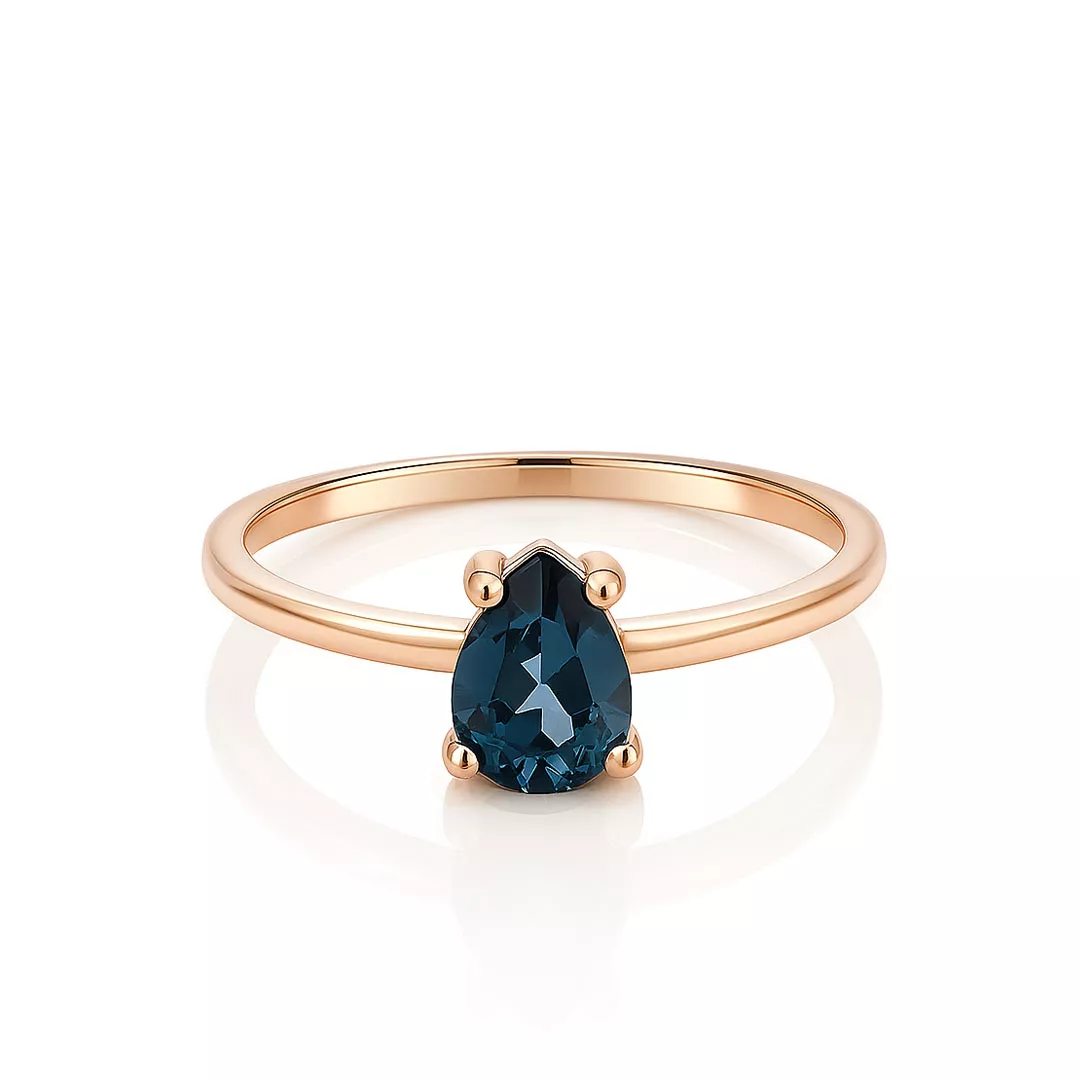 Inele - Inel Eva Nobile cu London topaz, din aur roz de 14K, cellini.ro