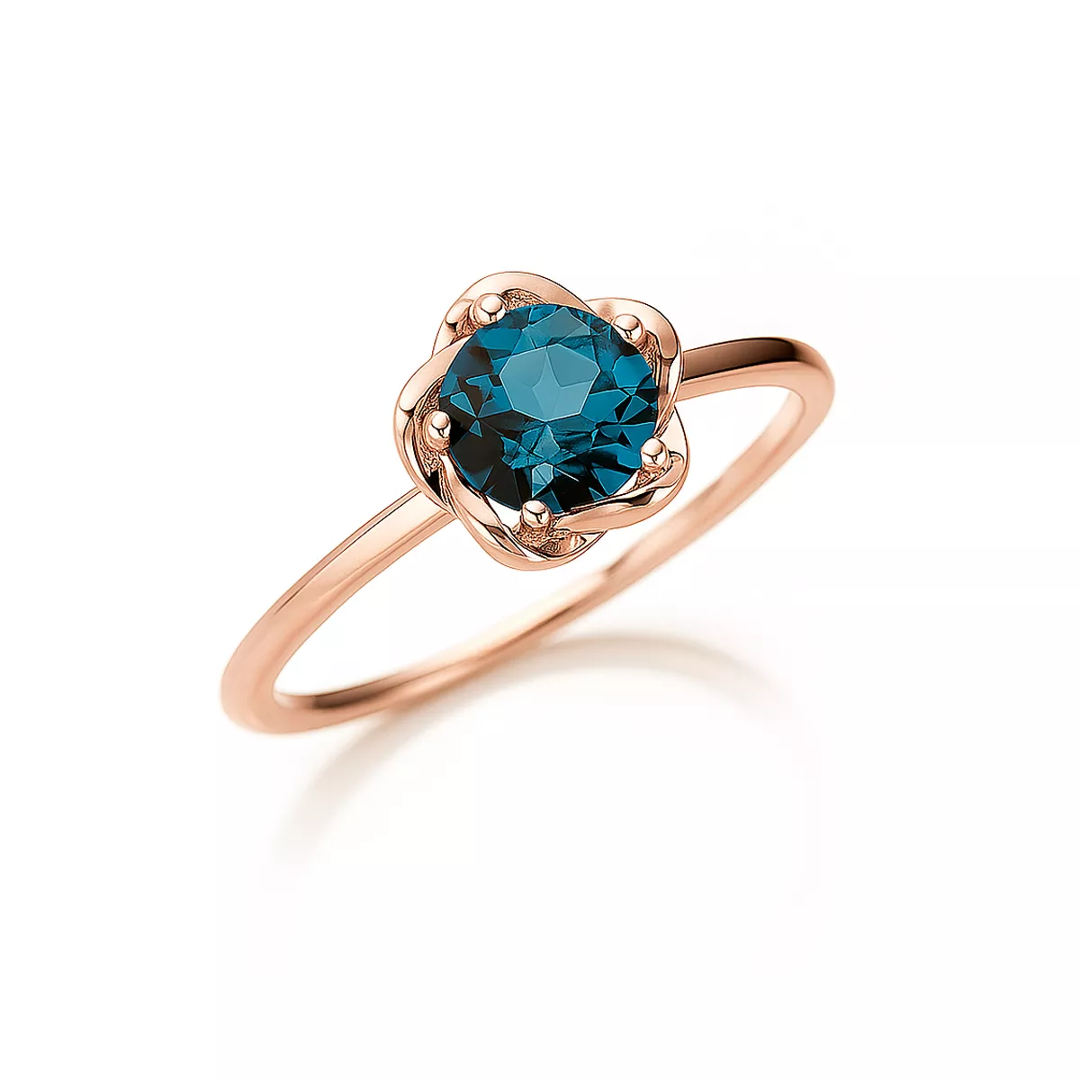 Inel Eva Nobile cu London topaz, din aur roz de 14K