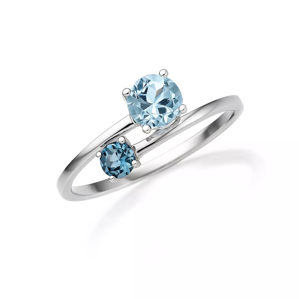 Inel Eva Nobile cu London topaz si bleu topaz, din aur alb de 14K